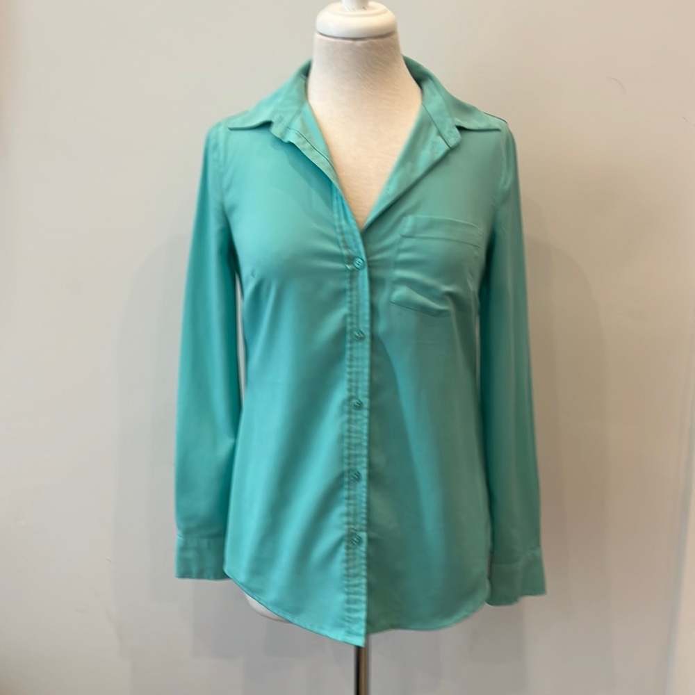 Merona Aqua Button Down Dress Shirt - XS
